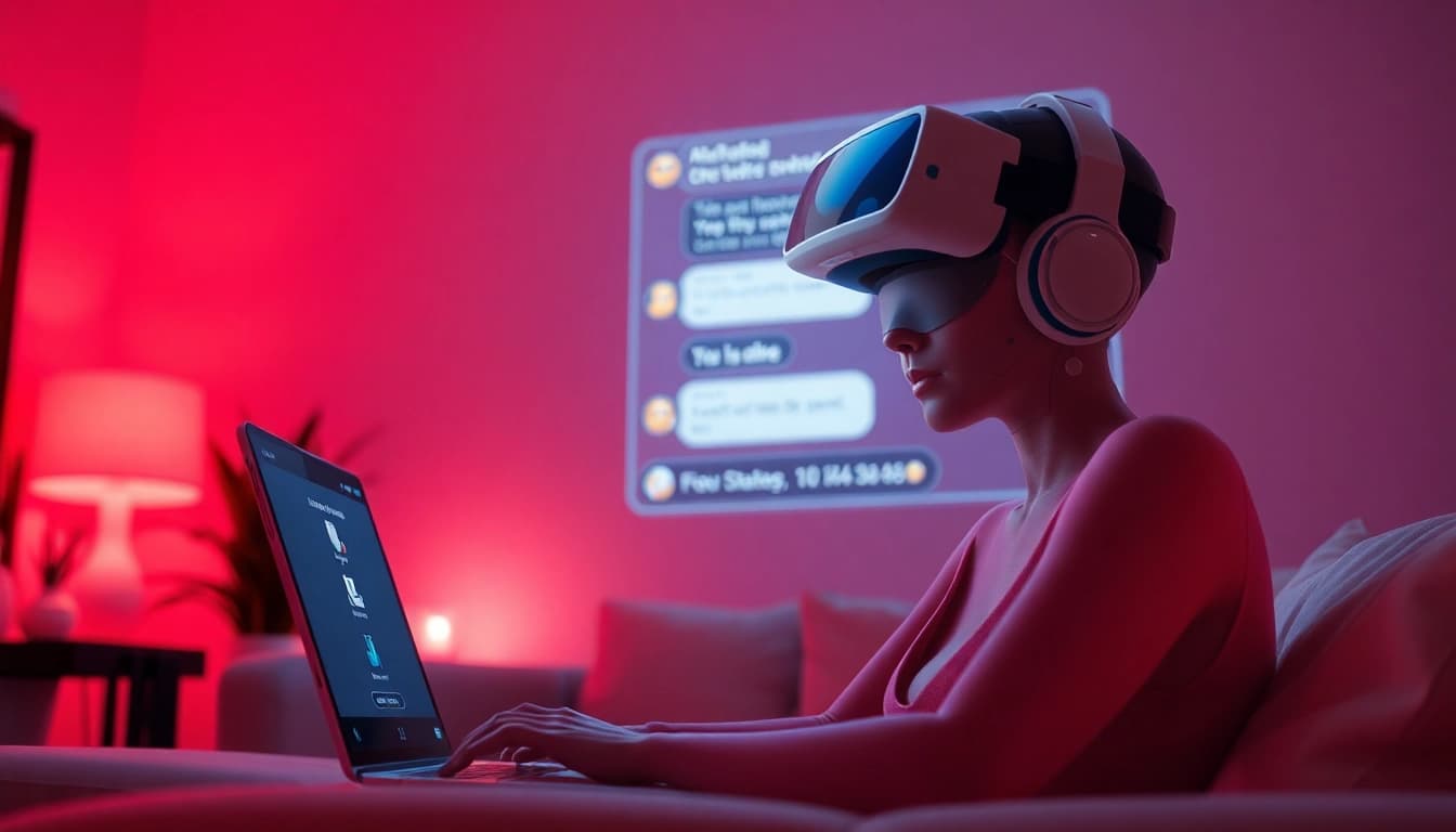 Engaging AI chat porn interaction with a smooth digital interface and inviting atmosphere.