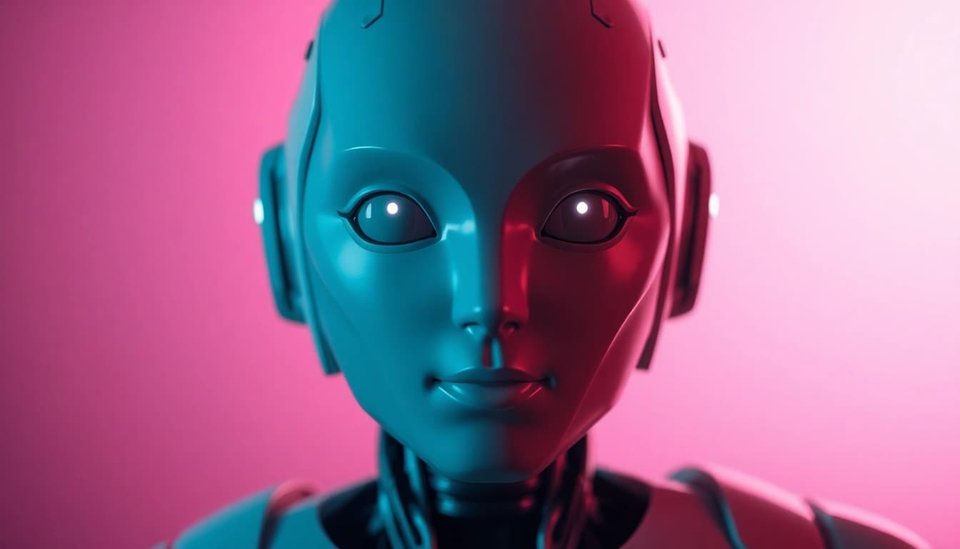 Engaging AI sex bot design in a futuristic digital setting, showcasing emotional interaction.