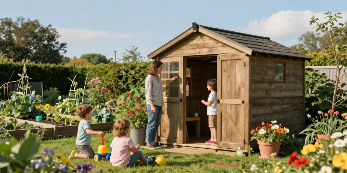 Gartenhäuser aus hochwertigem Holz setzen Akzente im Garten und bieten Stauraum für Gartenmöbel.