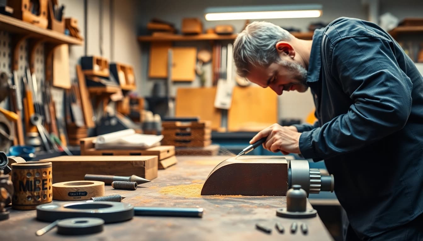 Stemmwerkzeug in Aktion beim präzisen Bearbeiten von Aluminium und Bronze.