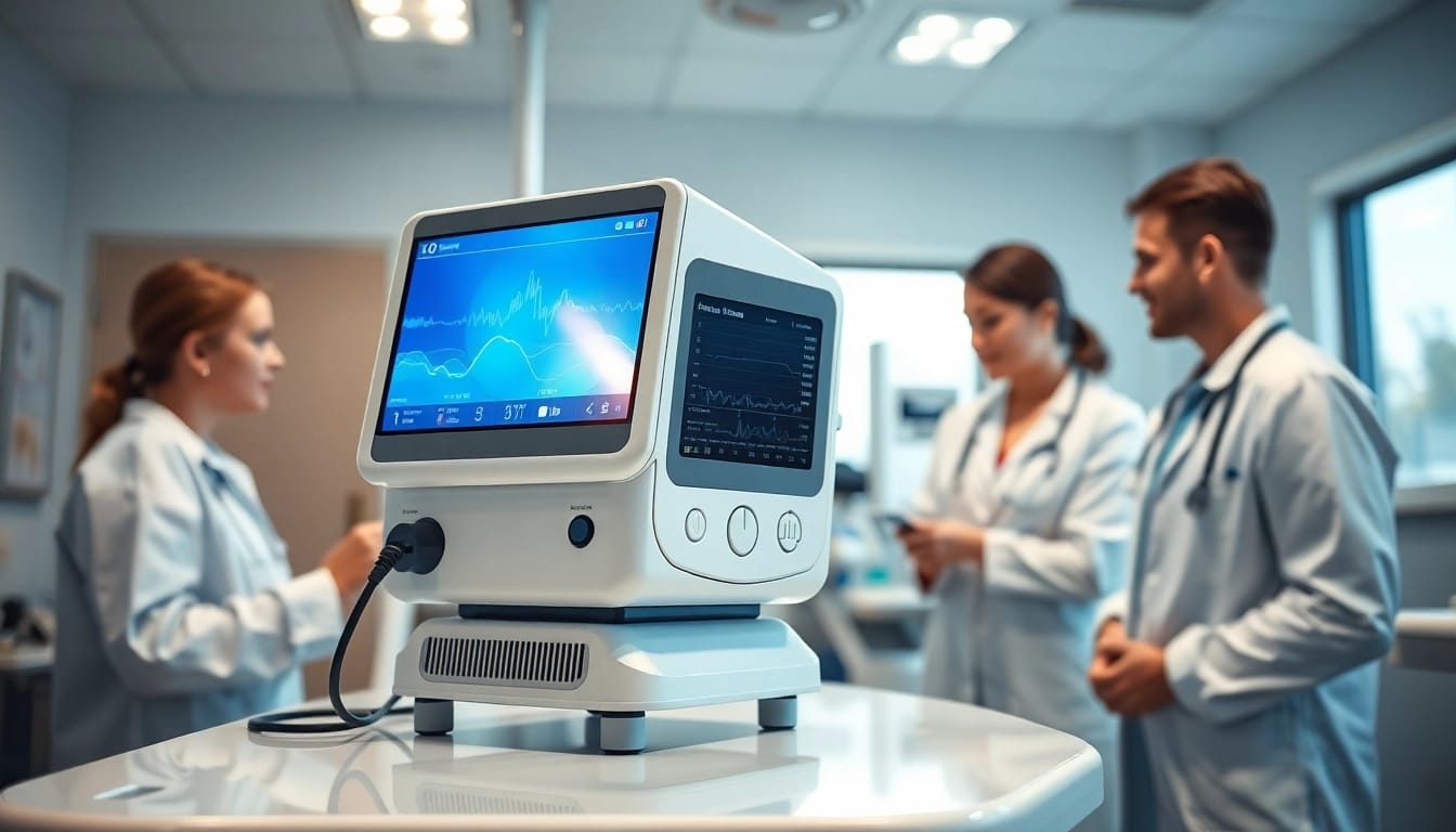 Das deus medical Gerät präsentiert innovative Technologien in einem modernen klinischen Umfeld.