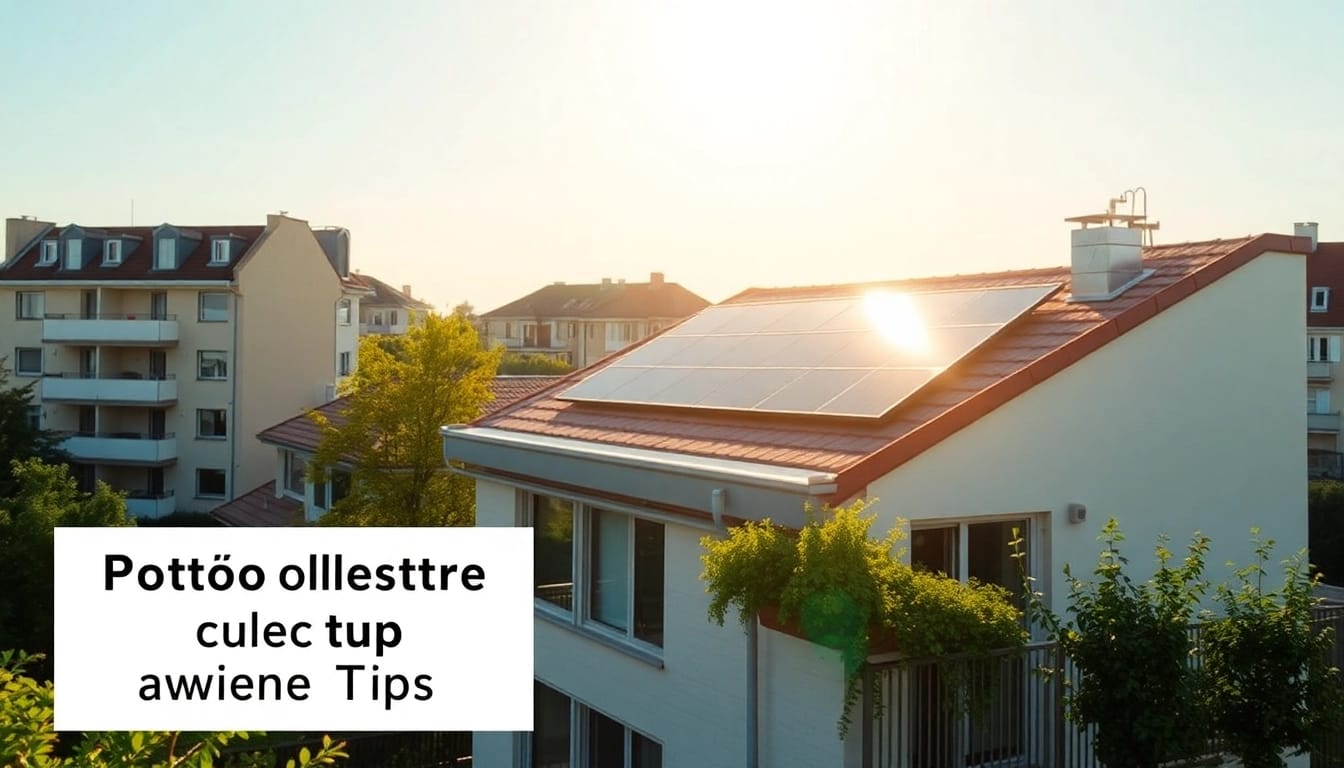 Optimieren Sie Ihre Energie mit Photovoltaikanlage kaufen Tipps: Moderne Solarpanels in sonniger Stadtlandschaft.