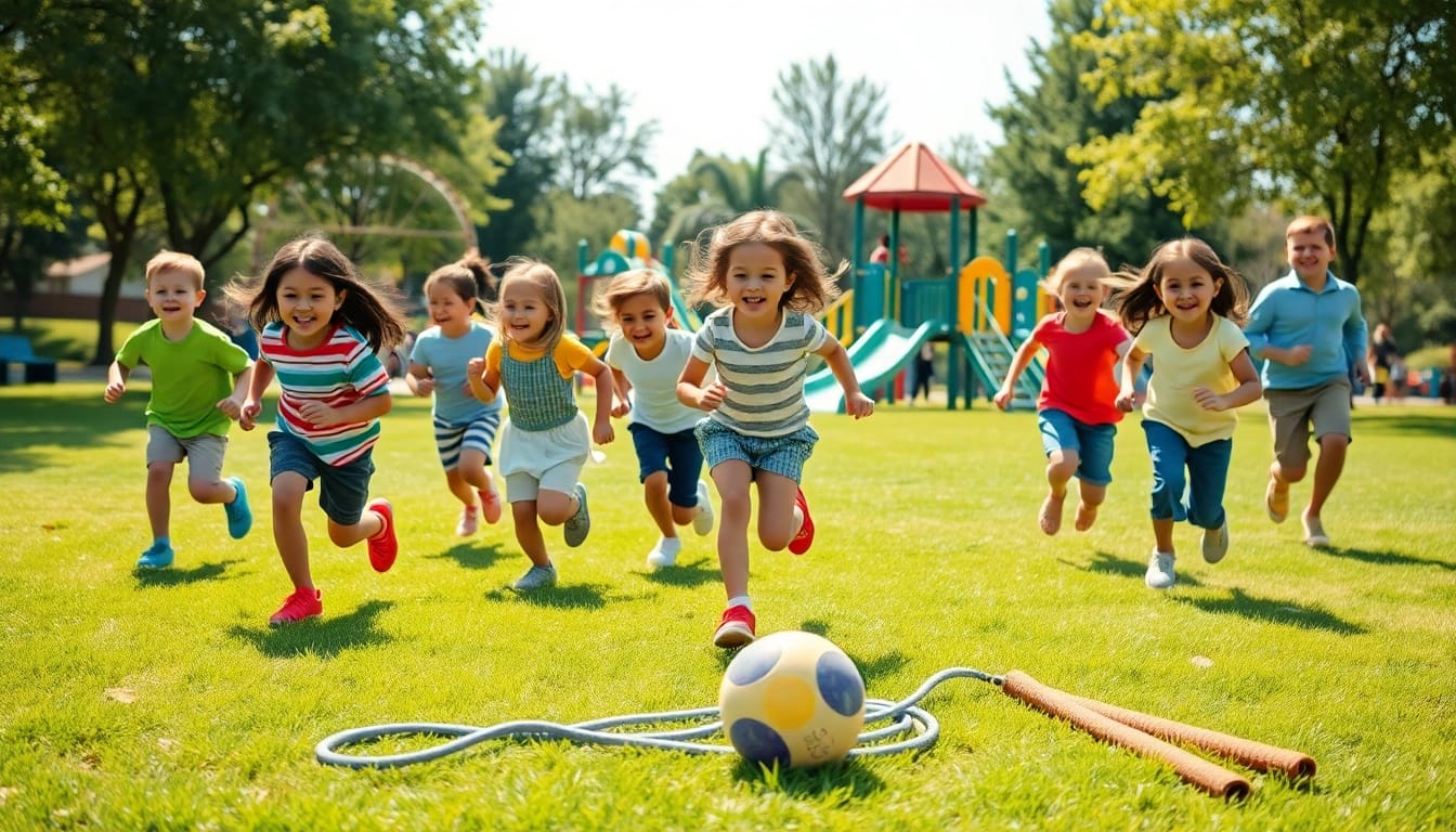 Bewegungsspiele mit Kindern im Park erleben, Details jetzt lesen fuer kreative Ideen.