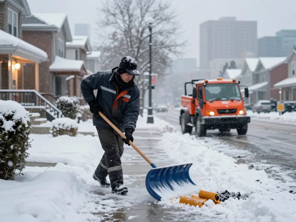 Zuverlässiger Winterdienst in deiner Region, der Schnee von einer Einfahrt mit umweltfreundlichen Enteisungsmaterialien räumt.