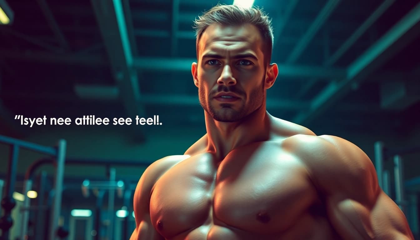 Starker Athlet zeigt Kraft mit Decabal Nandrolone Decanoate in einem motivierenden Gymszenario.