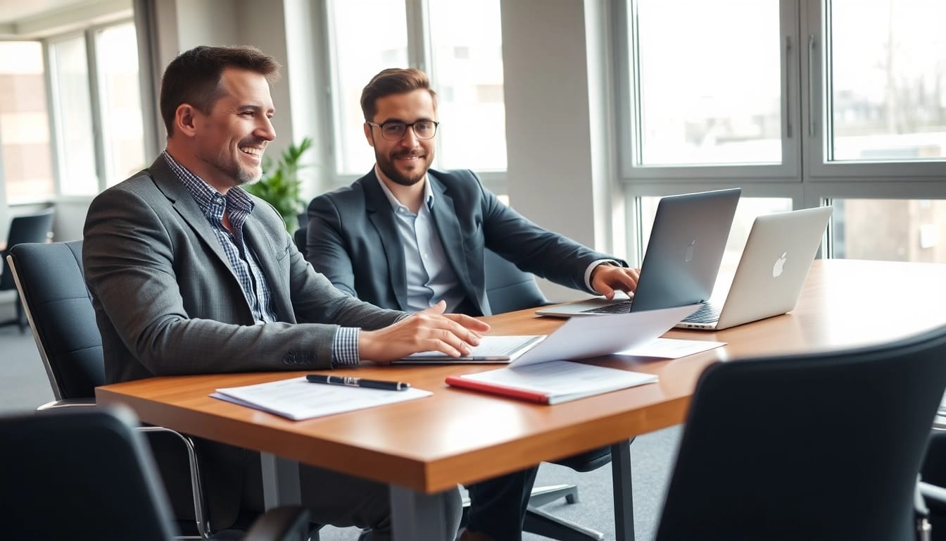Headhunter führt professionelles Interview mit Kandidat im Büro.