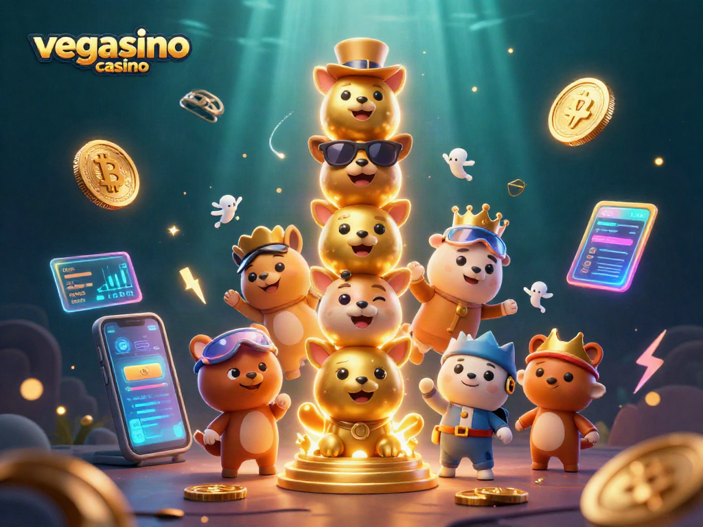 Engage with vegasino casino's vibrant atmosphere featuring unique characters and crypto elements.
