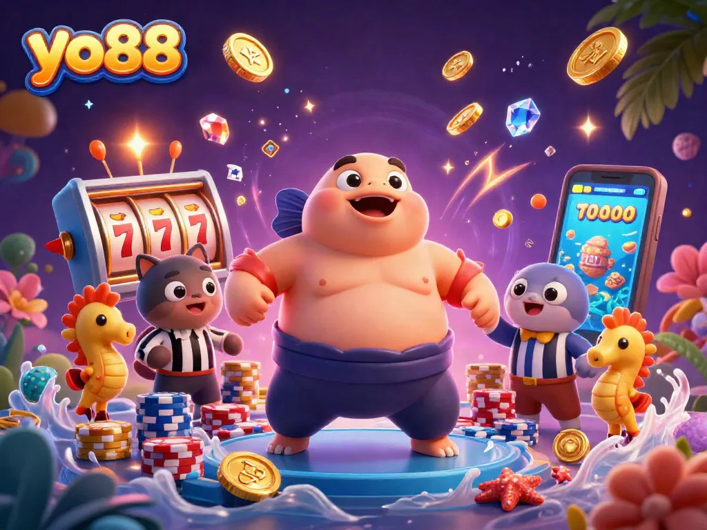 Spin the reels with yo88's vibrant underwater casino featuring a blowfish and a jackpot!