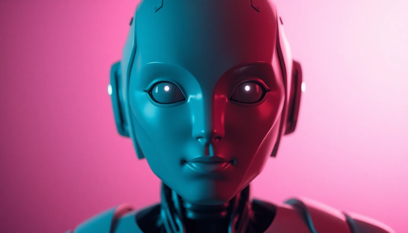 Engaging AI sex bot design in a futuristic digital setting, showcasing emotional interaction.