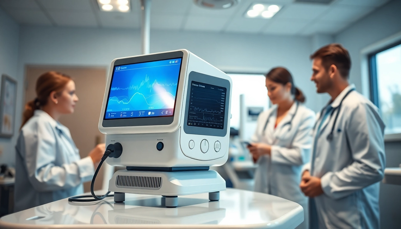 Das deus medical Gerät präsentiert innovative Technologien in einem modernen klinischen Umfeld.