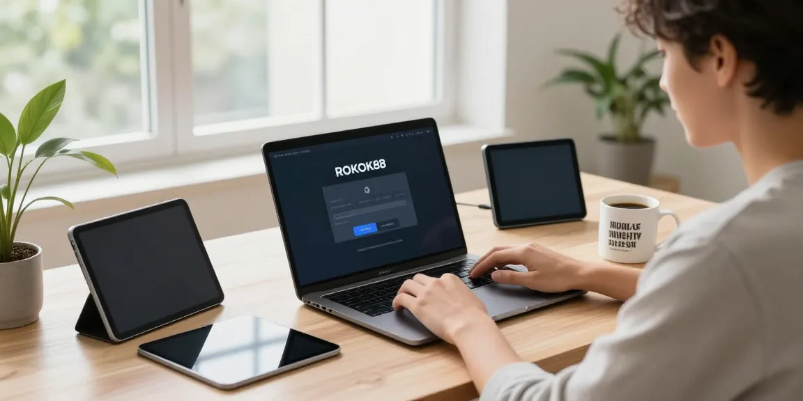 Accessing rokok88 login on a sleek laptop in a modern workspace.