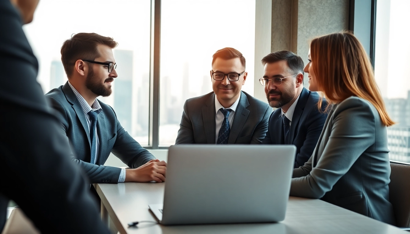 Headhunter Ingenieure im Gespräch mit Ingenieuren in einem modernen Büro