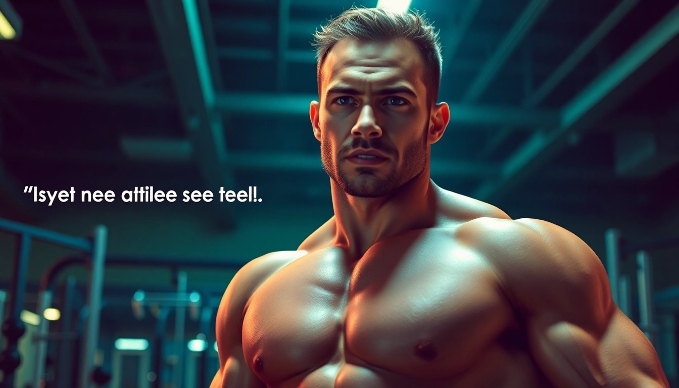 Starker Athlet zeigt Kraft mit Decabal Nandrolone Decanoate in einem motivierenden Gymszenario.