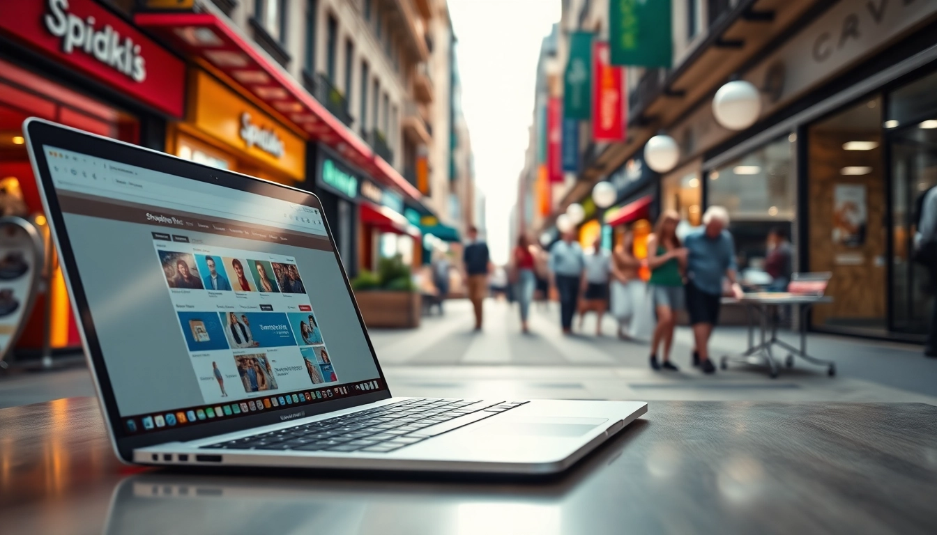 Besuchen Sie faszinierende Shopware Shops in einer lebhaften digitalen Marktplatzumgebung.