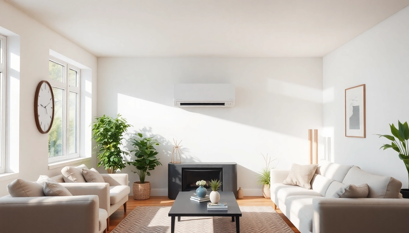 Klimaanlagen installieren lassen in einem stilvollen Wohnraum mit natürlichem Licht und moderner Einrichtung.