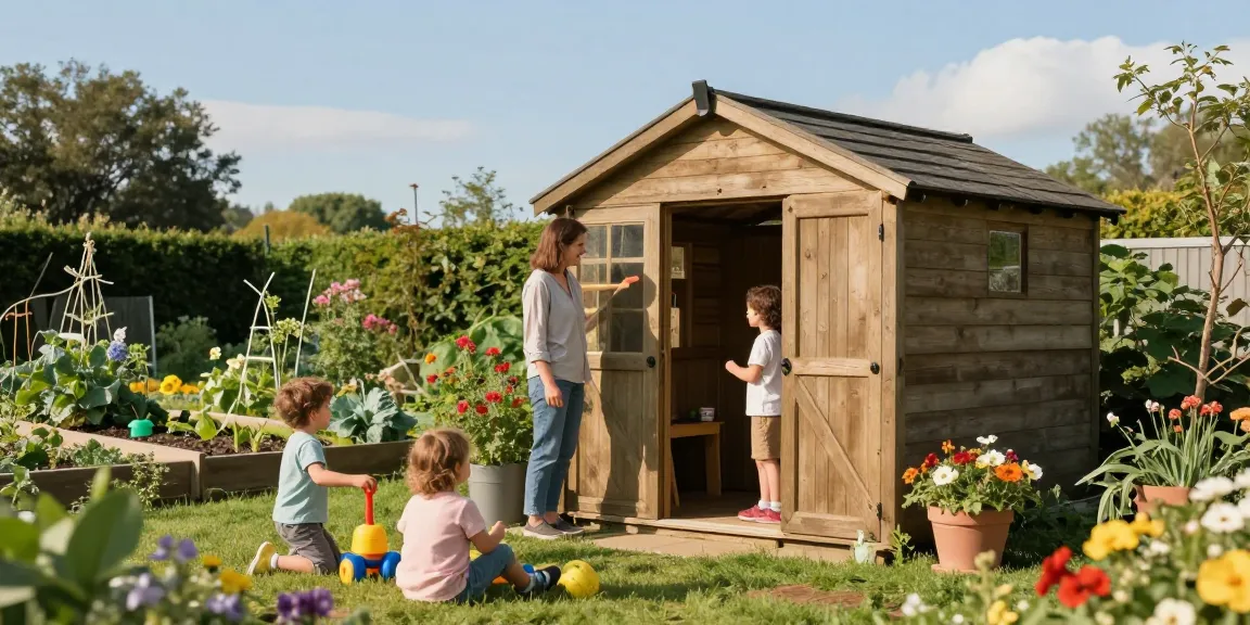 Gartenhäuser aus hochwertigem Holz setzen Akzente im Garten und bieten Stauraum für Gartenmöbel.