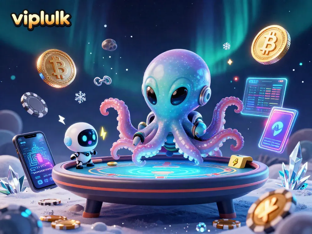 Join the thrilling action at vipluck casino with this vibrant alien octopus and holographic poker scene.
