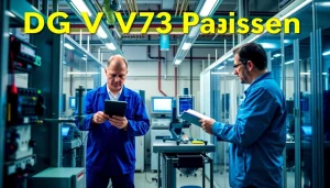 Inspecting electrical equipment during a DGUV V3 Prüfung to ensure workplace safety.