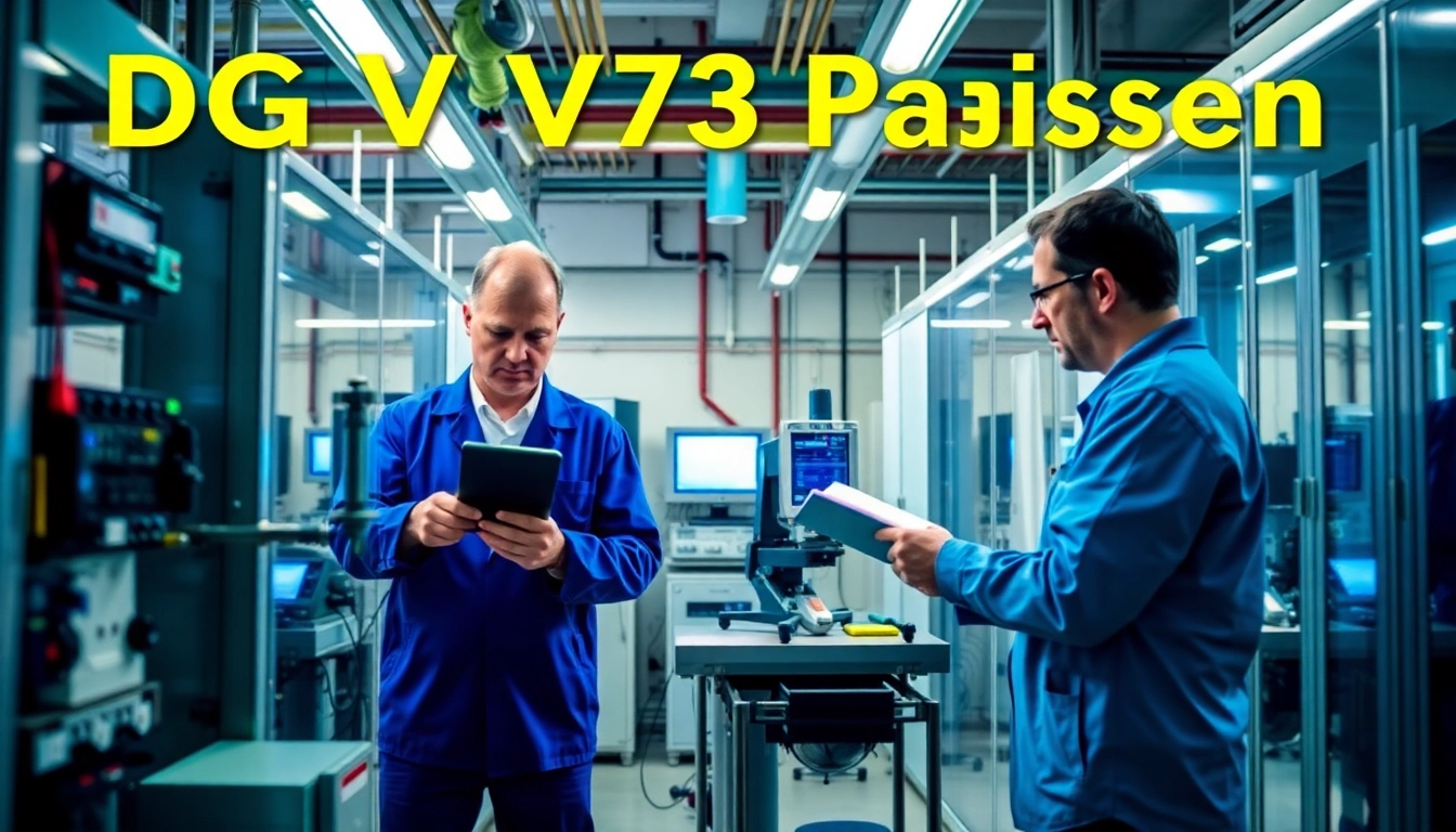 Inspecting electrical equipment during a DGUV V3 Prüfung to ensure workplace safety.