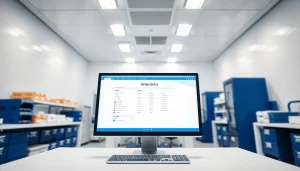 Effiziente Order entry Software am modernen Laborcomputer zur schnellen Auftragserfassung.