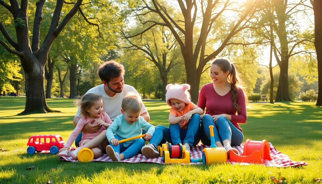 Kindererziehung durch spielerische Familienaktivitäten im Park fördern.