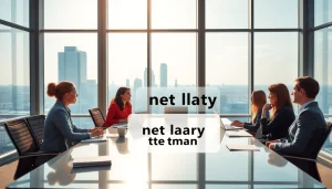 Explore the net salary in Germany displayed on a financial projection chart in a modern office setting.