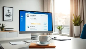 Professionelle Dienstleistungen für Bewertungen löschen zeigen mit einem Computer, der negative Rezensionen bearbeitet.