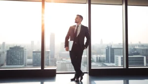 Headhunter Finance: Professioneller Headhunter in einem modernen Büro mit Laptop.