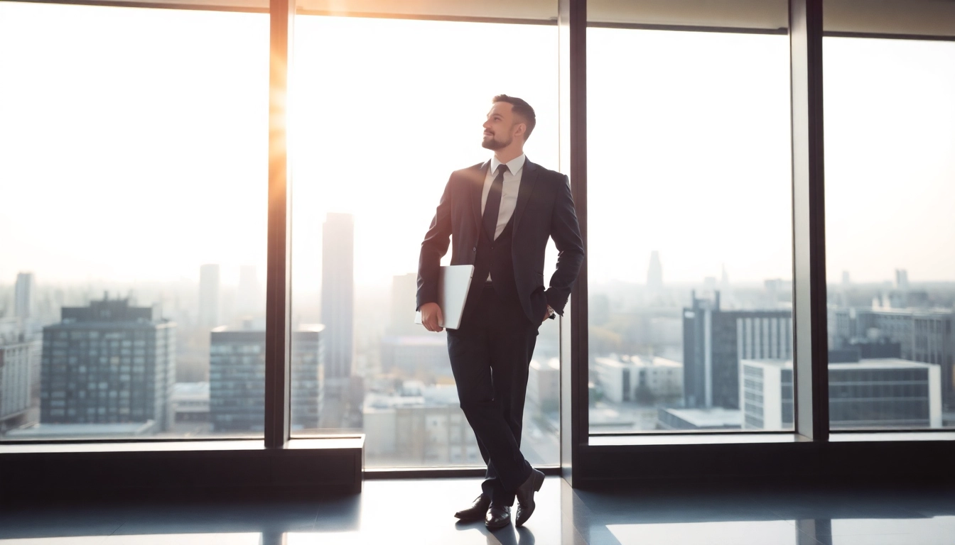 Headhunter Finance: Professioneller Headhunter in einem modernen Büro mit Laptop.