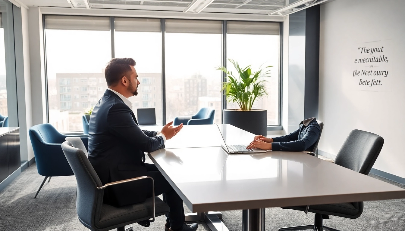 Headhunter Mühlheim im modernen Büro, Gespräch mit Kandidat