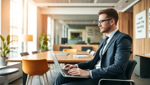 Headhunter Essen: Professioneller Headhunter in modernem Büro bei der Arbeit.