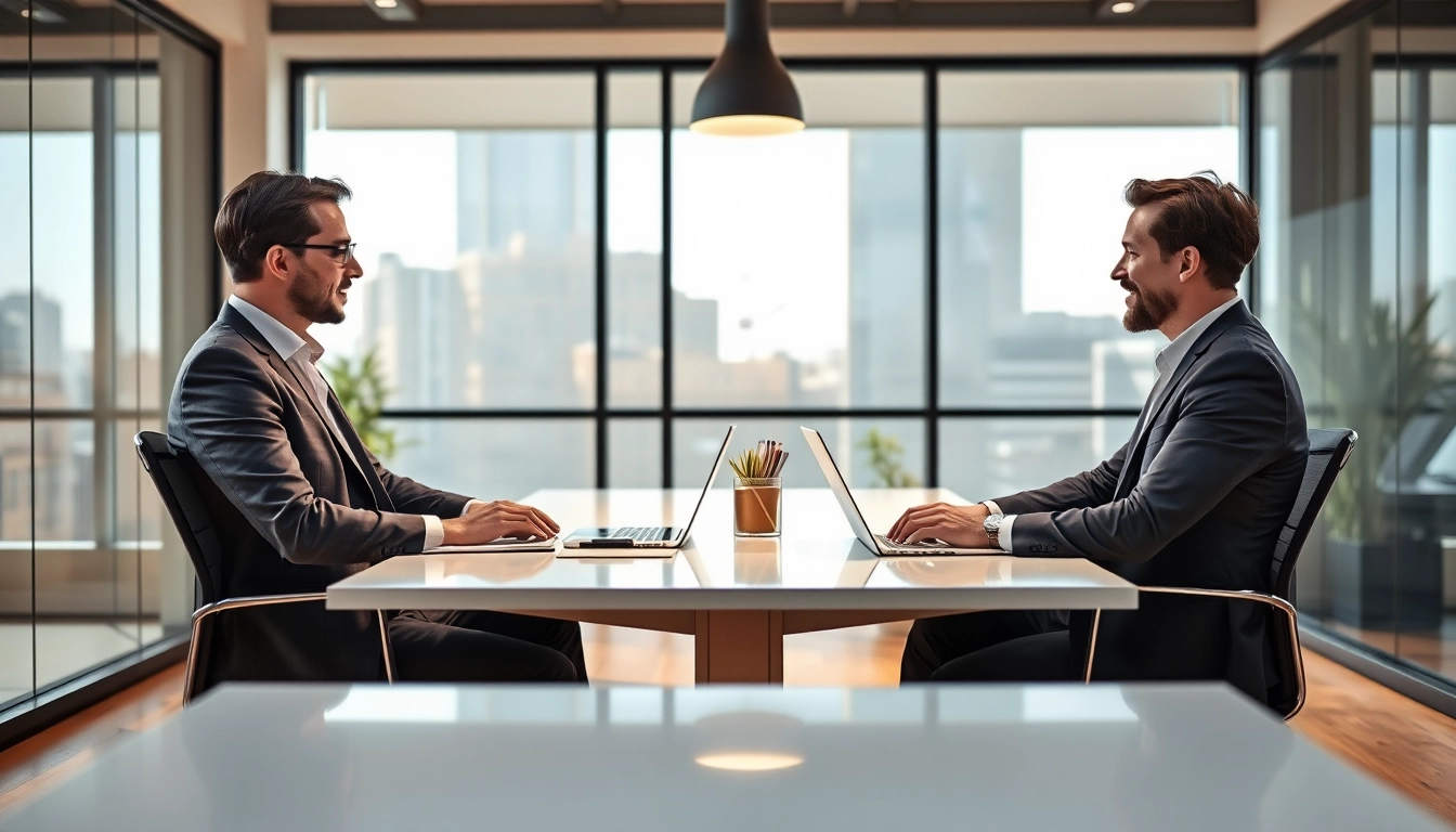 Headhunter Vertrieb in einem modernen Büro, das eine professionelle Beratung zeigt.
