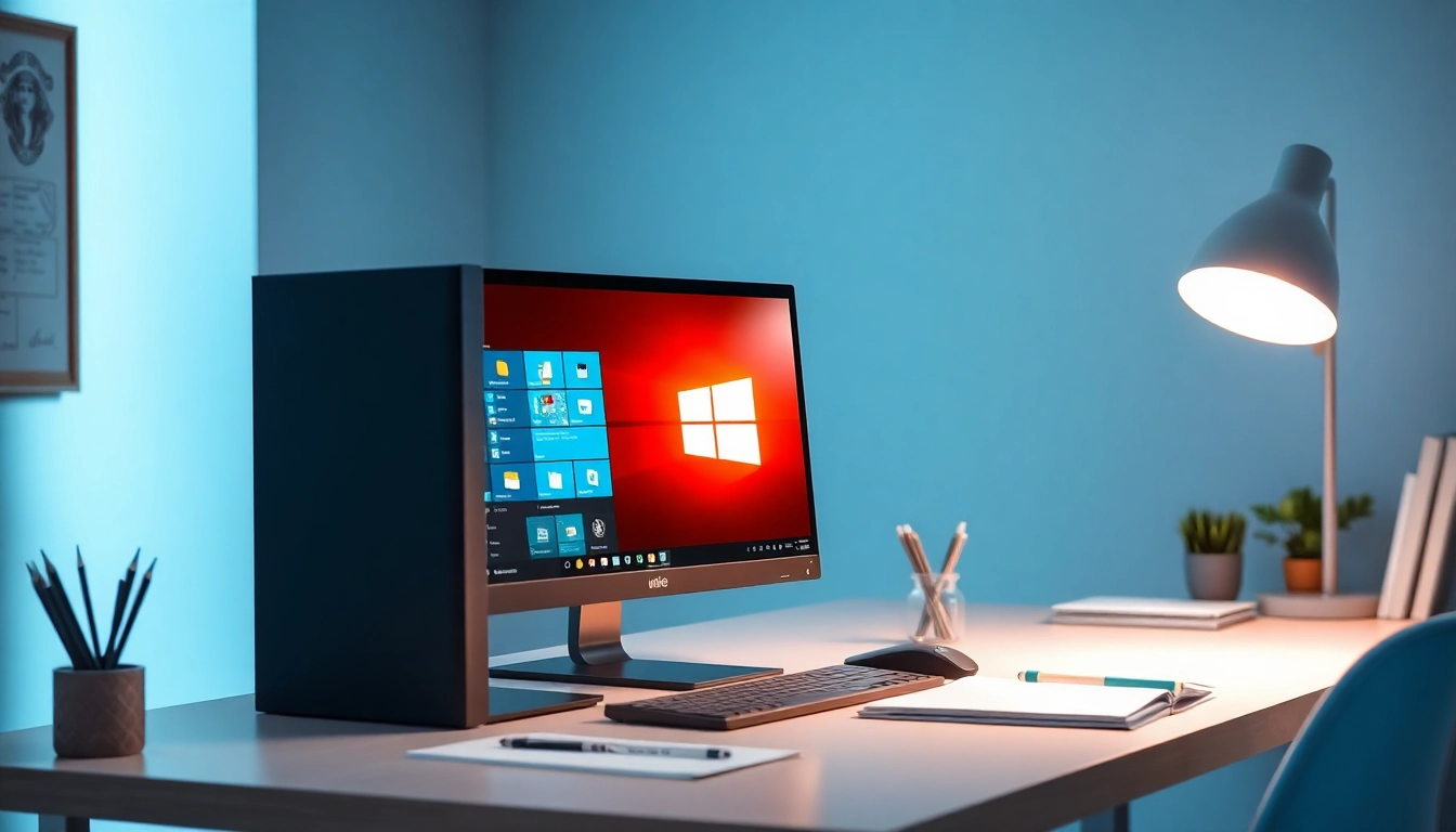 Arbeite effizient mit Windows 10 auf modernem Arbeitsplatz mit stilvollem Design.
