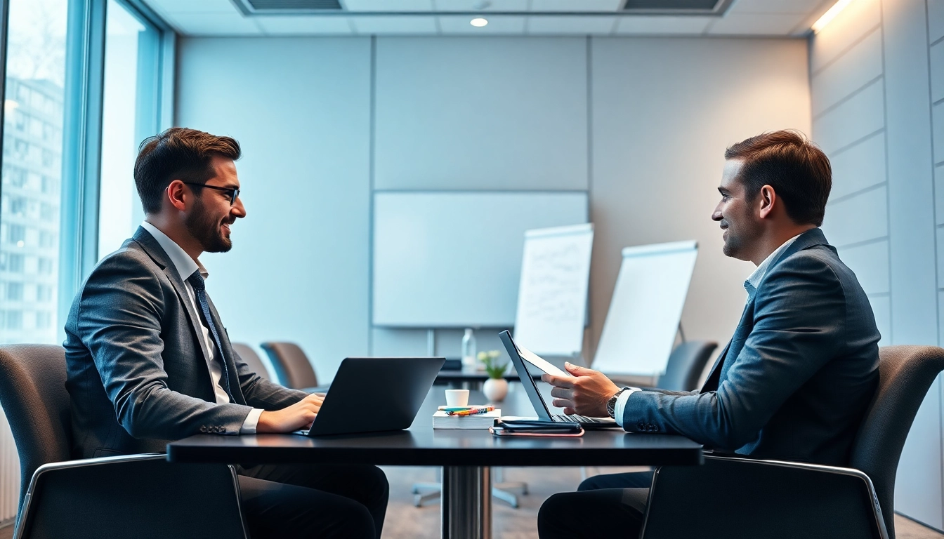 Beratungsgespräch zwischen einem Headhunter und Vertriebsleiter über Headhunter Sales Dienstleistungen.