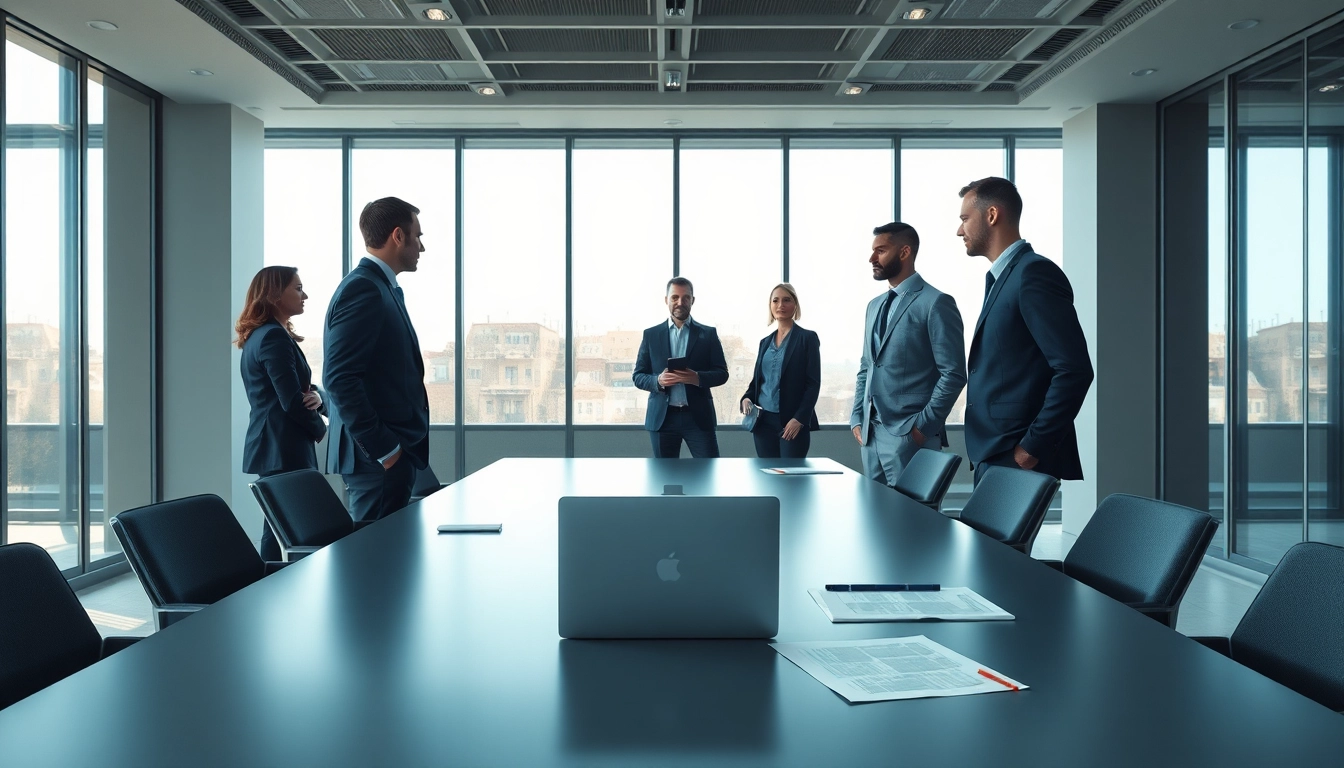 Headhunter IT Büro mit professionellen Beratern im Gespräch und moderner Ausstattung.