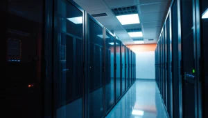 Windows Server 2025 Standard 24-Core Lizenz in einem modernen Serverraum mit Hochtechnologie.