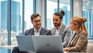 Headhunter Schweiz berät Kunden in modernem Büro über Karrierechancen.