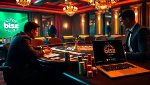 B52 club players enjoying an engaging game at a luxurious casino table with chips and cards.