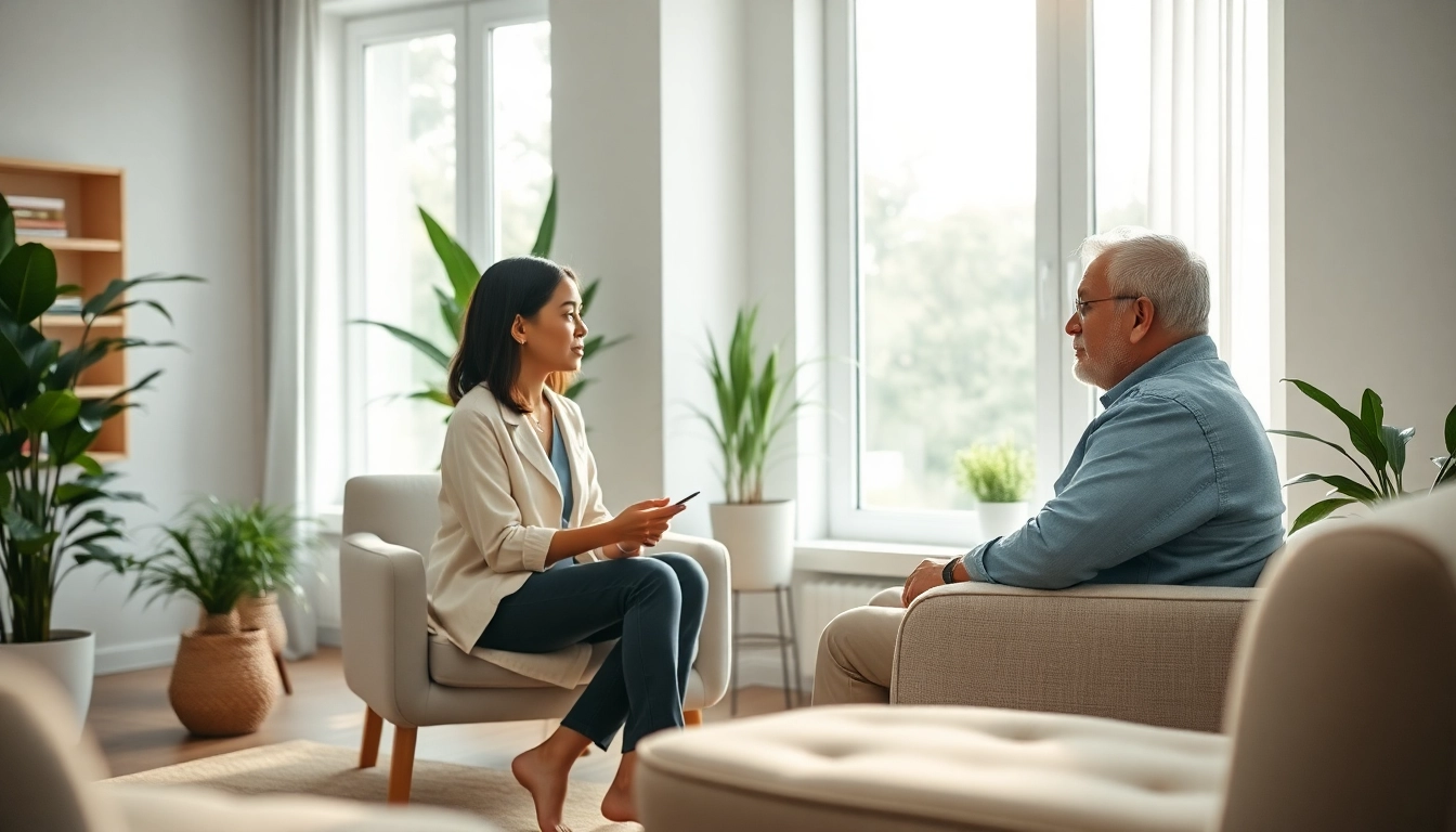 Enhancing emotional wellbeing through a professional therapy session in a calming environment.