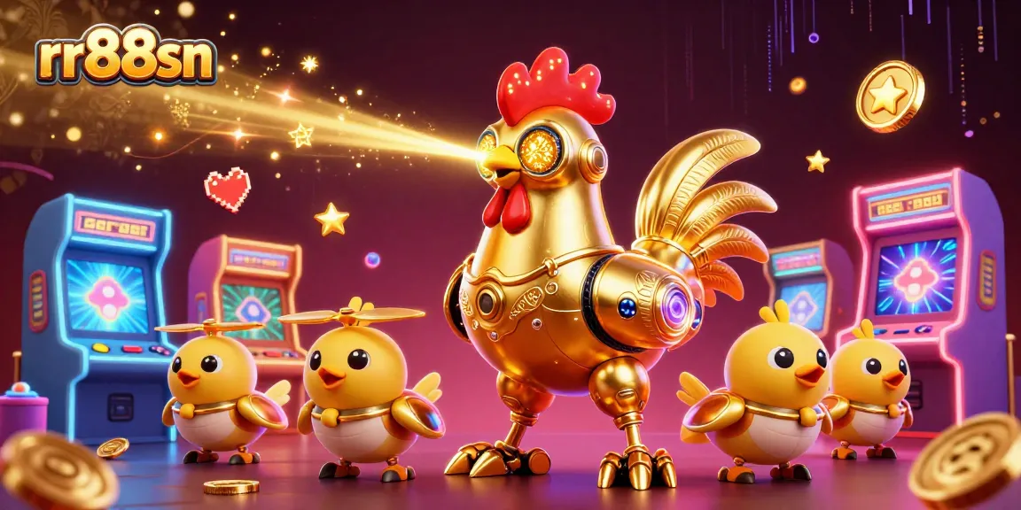 Engage with thrilling gameplay at rr88sn, featuring a futuristic rooster robot and dynamic casino elements.